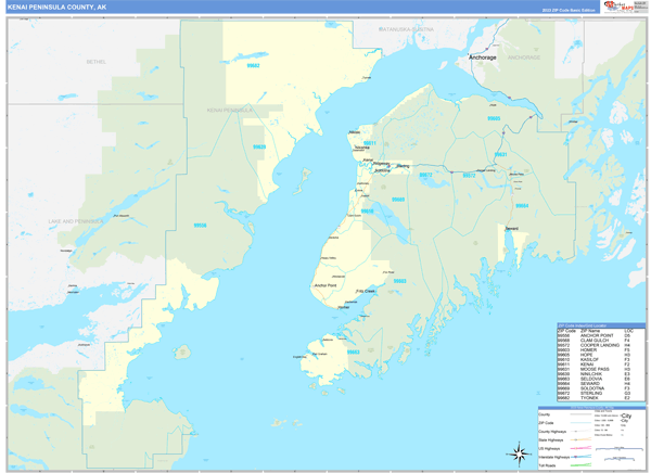 Kenai Peninsula County Digital Map Basic Style